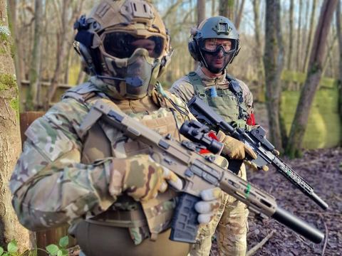Two players in the woodland