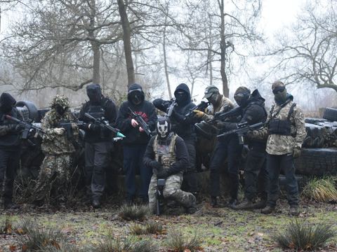 A team lined up at the barricades