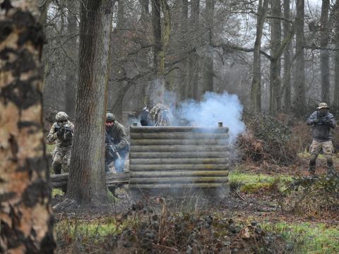Smoke over a woodland bunker