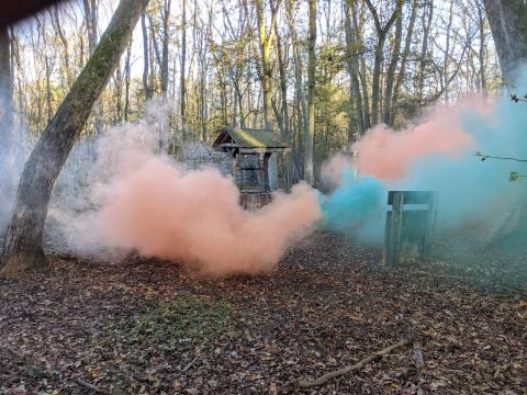 Coloured smoke in a game zone