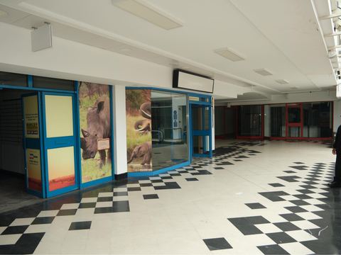 Tiled mall concourse