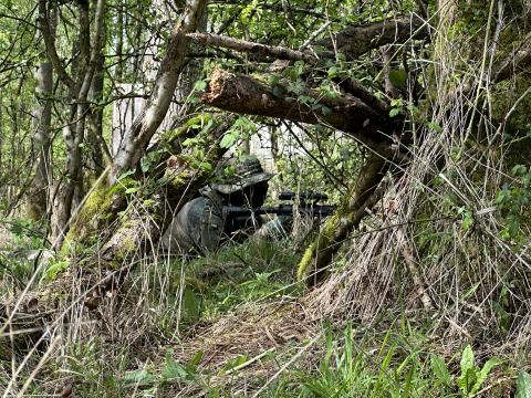 A player hidden in undergrowth