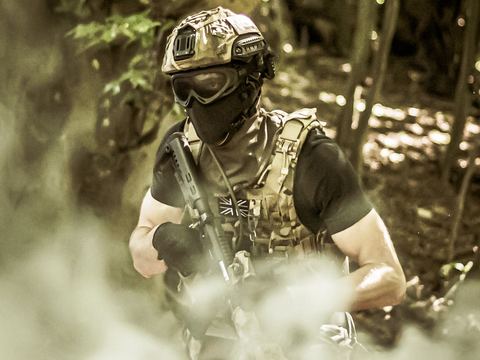A player in smoke