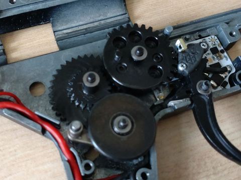 Gearbox shimmed with a mosfet fitted for a faster rate of fire