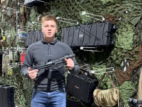 Rifle display wall inside the shop