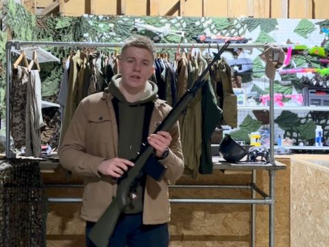 Clothing rails and counter in the shop