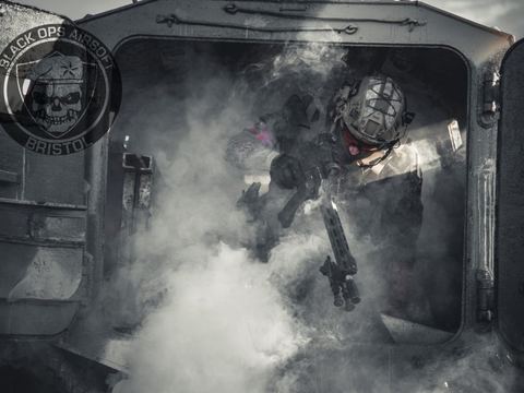 Player inside the armoured vehicle prop