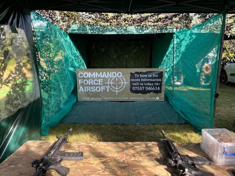Commando Force mobile shooting range set up at an outdoor event