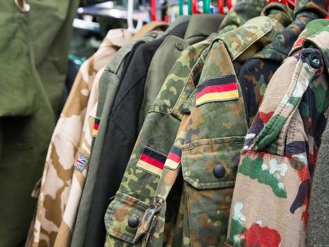 Rails of surplus camouflage jackets