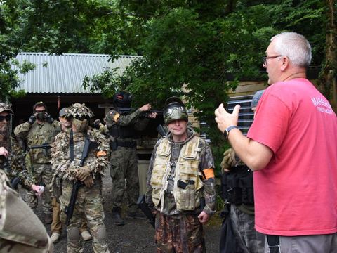 Marshal briefing players before a game